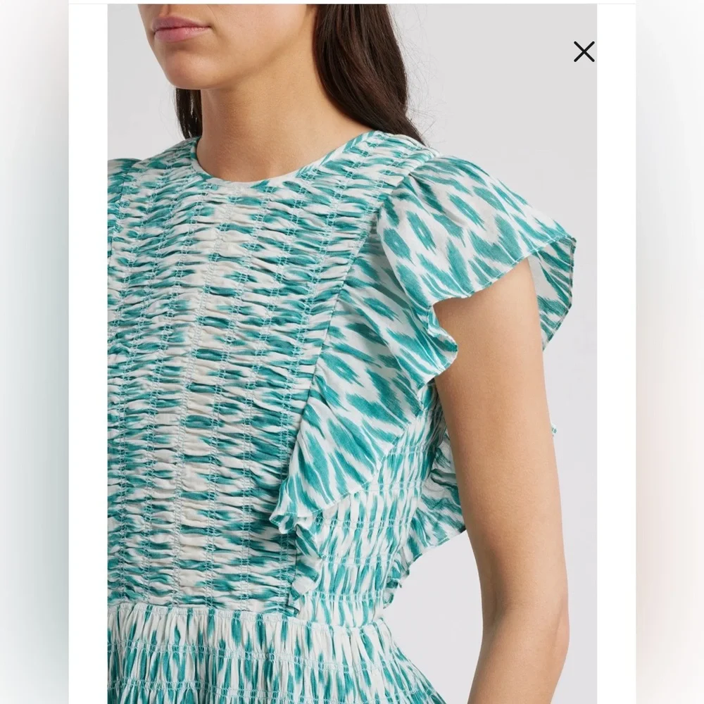 Elegant Teal Patterned Dress- Saylor - Picture 4 of 6